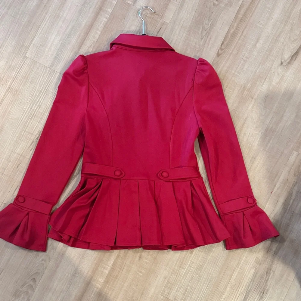 Red Ruffled Women's Blouse - Picture 5 of 5